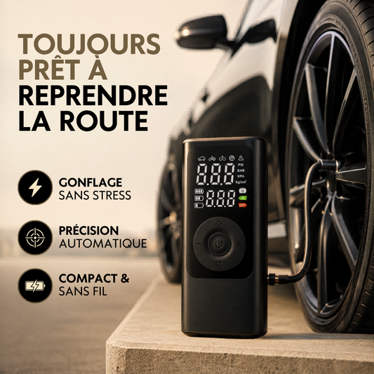 AeroDrive — Compresseur sans-fil pour pneus auto, vélo & moto Pro