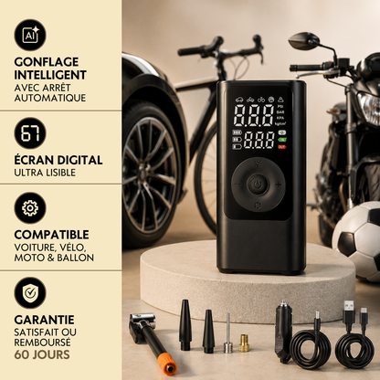 AeroDrive — Compresseur sans-fil pour pneus auto, vélo & moto Pro
