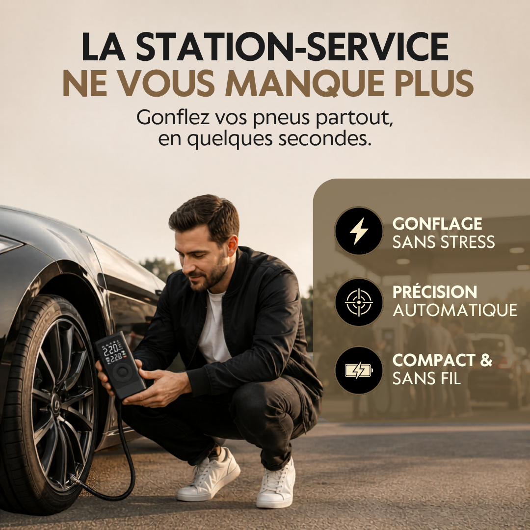 AeroDrive — Compresseur sans-fil pour pneus auto, vélo & moto Pro
